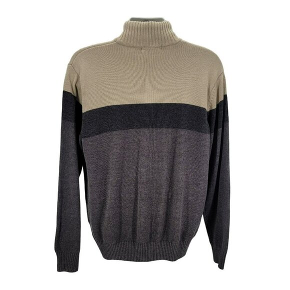 Tricots St Raphael 1/4 Zip Gray Tan Fleece Collar Knit Sweater Mens XL - Picture 3 of 6